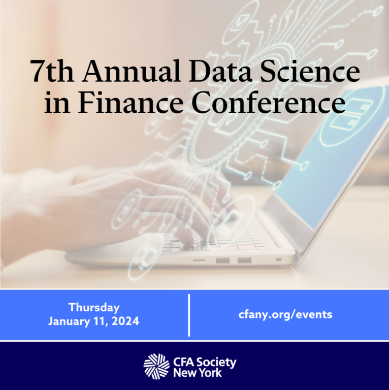 7th Annual Data Science in Finance Conference (Join SQA and CFA Societies New York). Co-panelists: Jonathan Berkow, CFA, Director of Quant and Data Science, Alliance Bernstein; Dan Duggan, PhD, VP, Goldman Sachs Investment Research, Goldman Sachs & Co. LLC; Sameer Gupta, Head of Generative AI Shared Services & Data Engineering, Point72; Moderator: Ingrid Tierens, PhD, CFA, Head of Data Strategy, Global Investment Research (GIR), Goldman Sachs & Co. LLC.