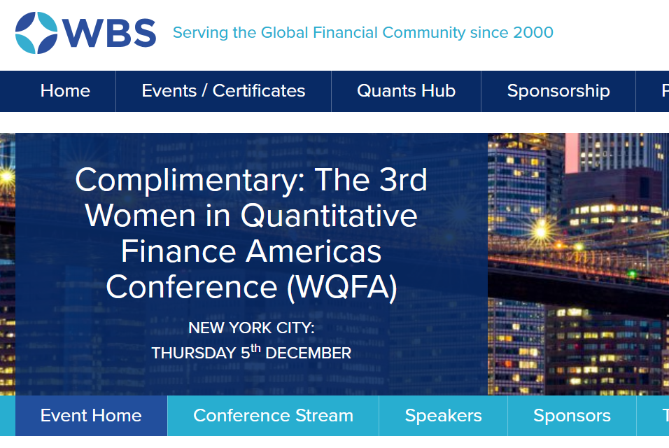 Women in Quantitative Finance Americas Conference (WQFA), New York City